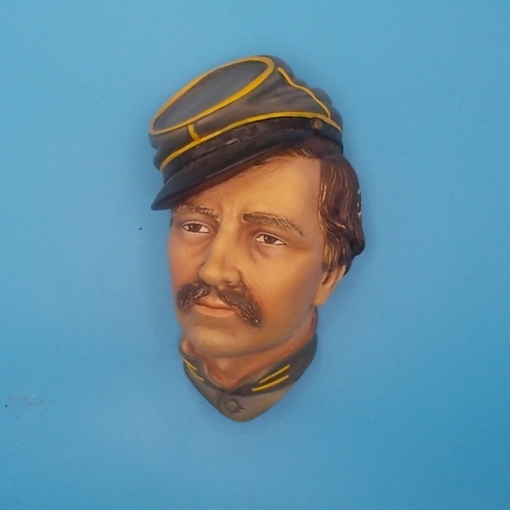 Vintage Bossons Chalkware Head CSA Infantry Officer Civil War England Wall Mask